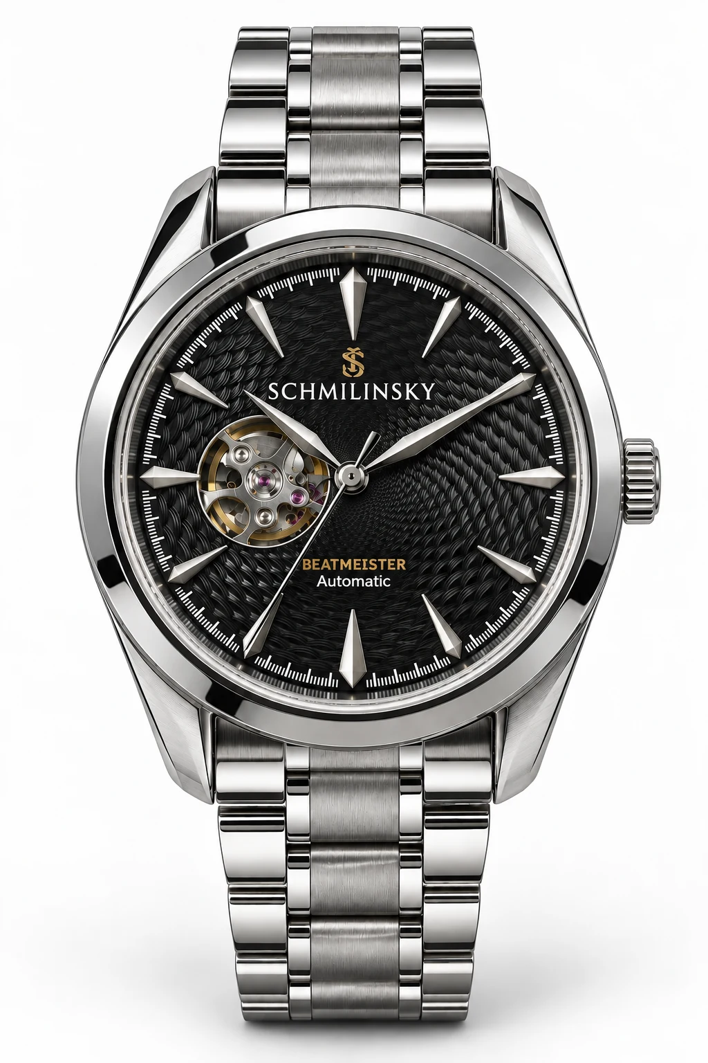 BEATMEISTER 001 Onyx steel case, steel bracelet and silver markers